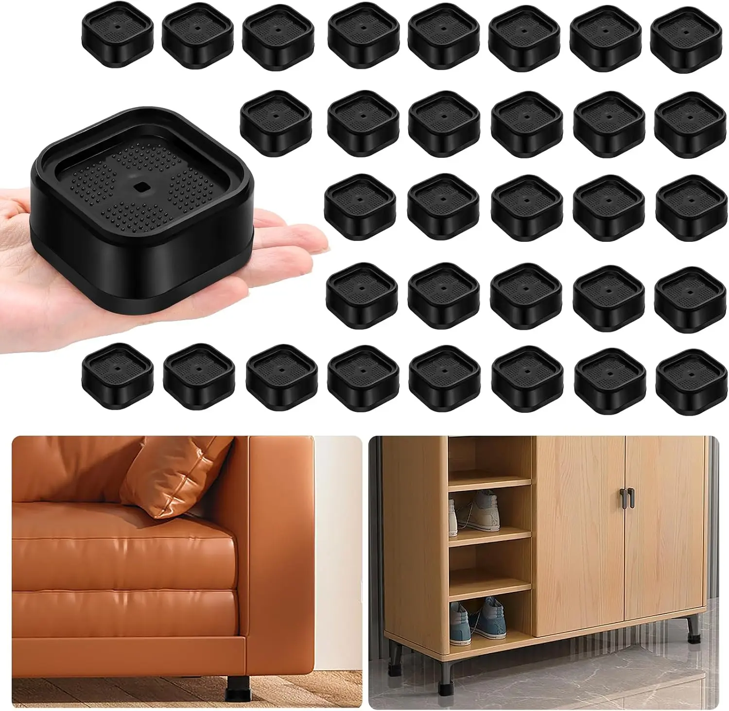 

32 Pa Furniture Risers Adjustable Bed Risers Heavy Duty Lifts Height 1"", Square Stackable Bed Risers 1, 2 Or 3 H For Desk Leg