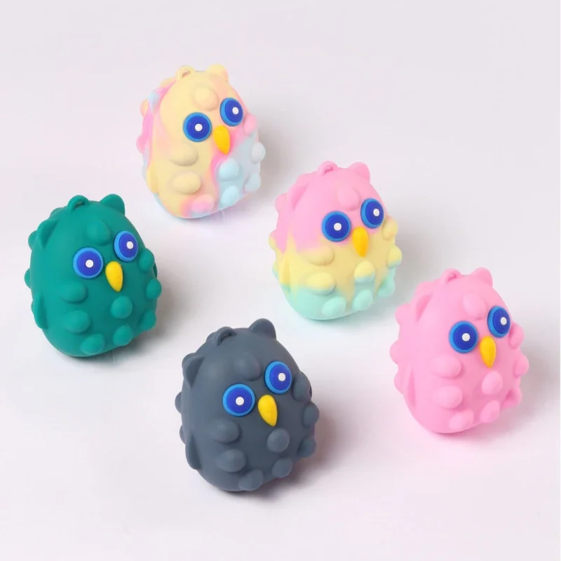 Fidget Toys 3D Owl Unzip Ball Pop Silicone Push Bubble Toy Kids Sensory Pinch Ball Stress Reliever Toy Children Owl Fidget Toys