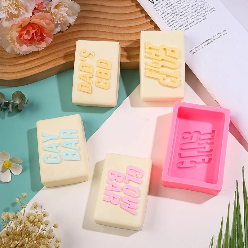 Fight Club Letters Soap Silicone Mold Rectangle Bath Bomb Lotion Bar Making Supplies Mould Cake Loaf Pan Accessories