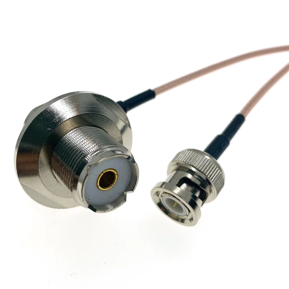 Conector de ángulo recto RG316 BNC macho a SO239 UHF hembra, 50ohm, puente de baja pérdida, Cable coaxial RF