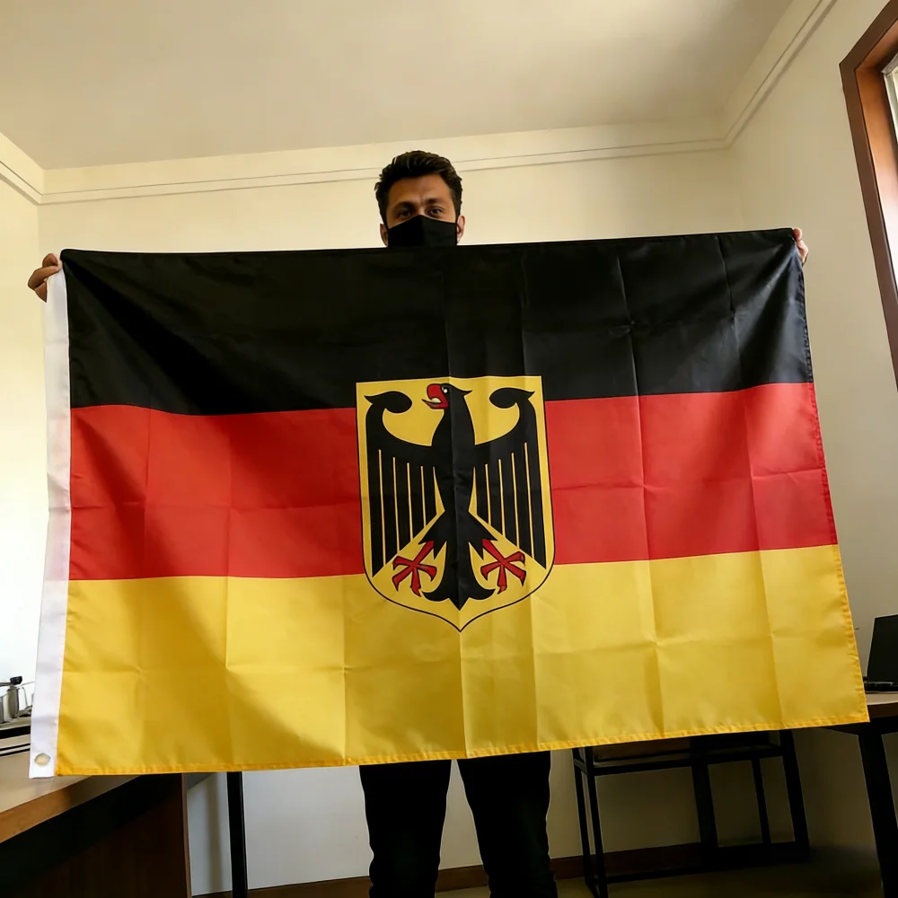 90X150cm Germany National Emblem Flag double penetration polyester hanging Germany National Emblem banner