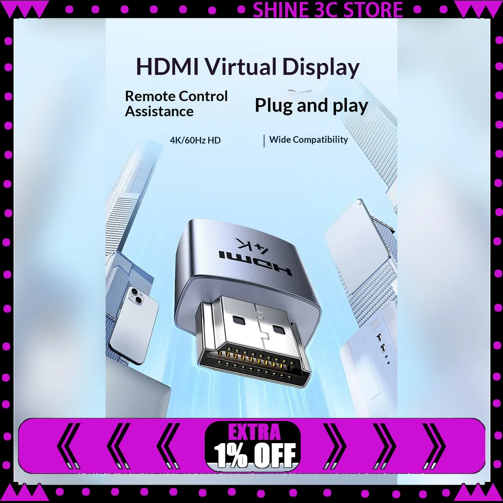 UGREEN CM775 55439 HDMI Dummy Plug 4K 60Hz Display Emulator Headless Adapter LED for Windows macOS Linux