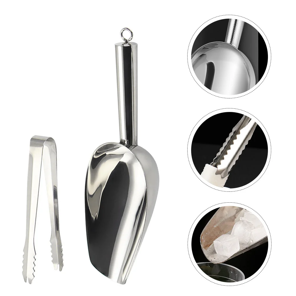 

1Set Ice Scoop Tong Stainless Steel Thick Ice Cube Shovel Clip for Home Bar Food Scoop Clip Kitchen Supply