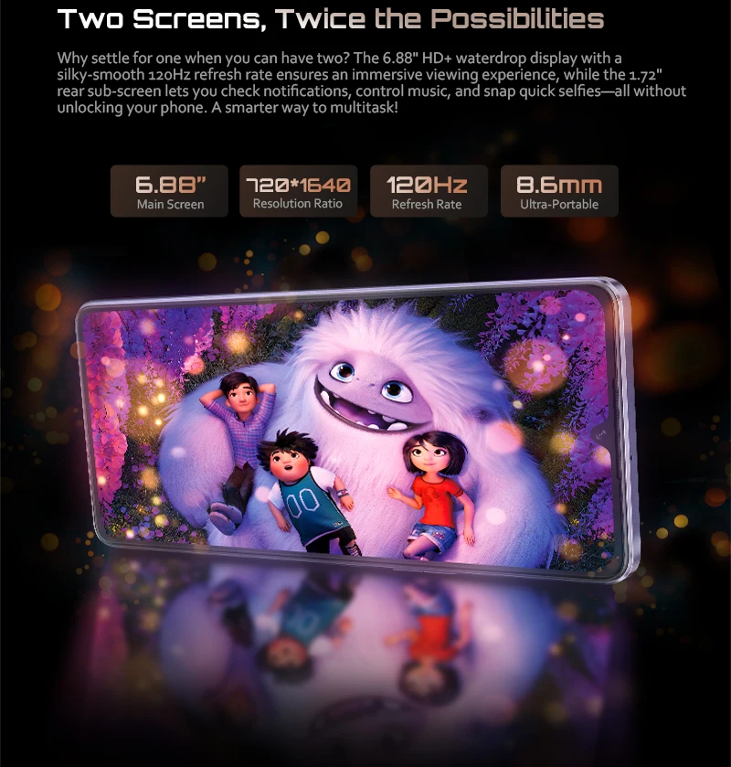 Cubot Android Smartphone P90, G100 Octa-core, 2.2GHz, Dual Speakers, 24GB+256GB, 6.88" 120Hz Screen, 64MP, 5100mAh,NFC, 4G Phone