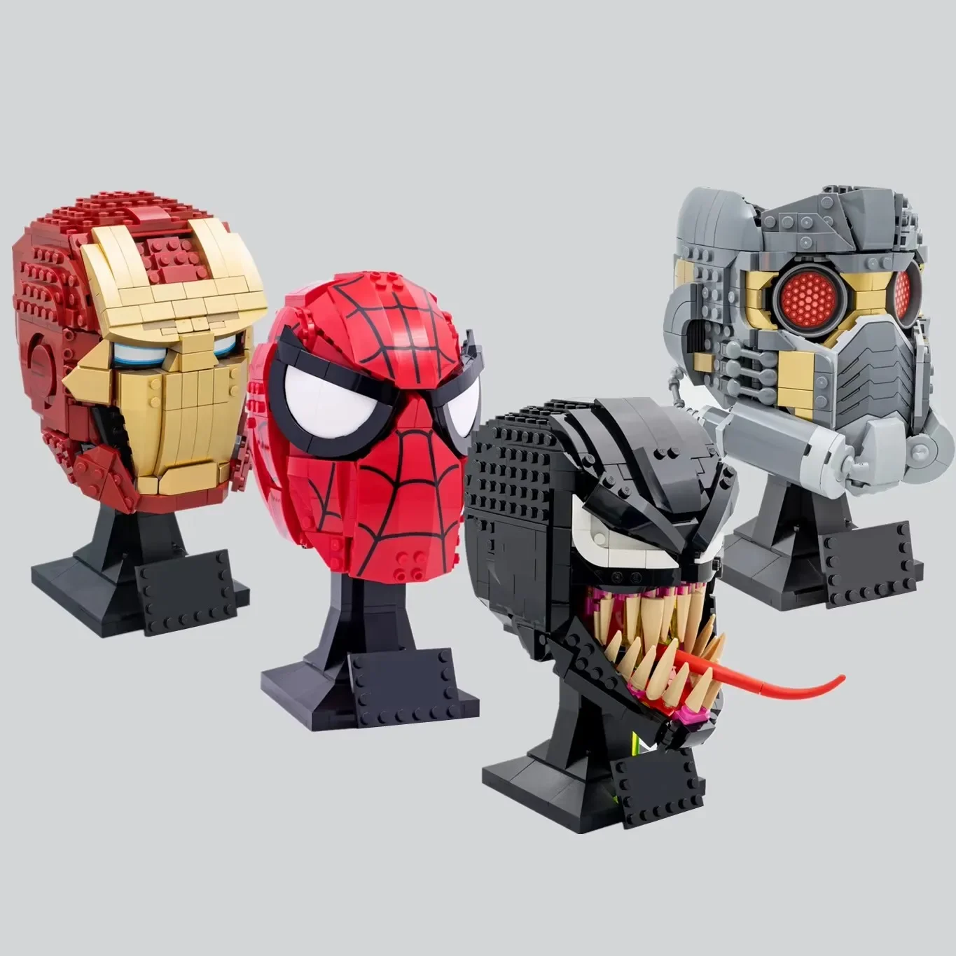 Miniso Disney Marvel Venom Ironm Spiderman Star-Lord Ironman Avengers Heroes Model Building Blocks Bricks Toys Gifts