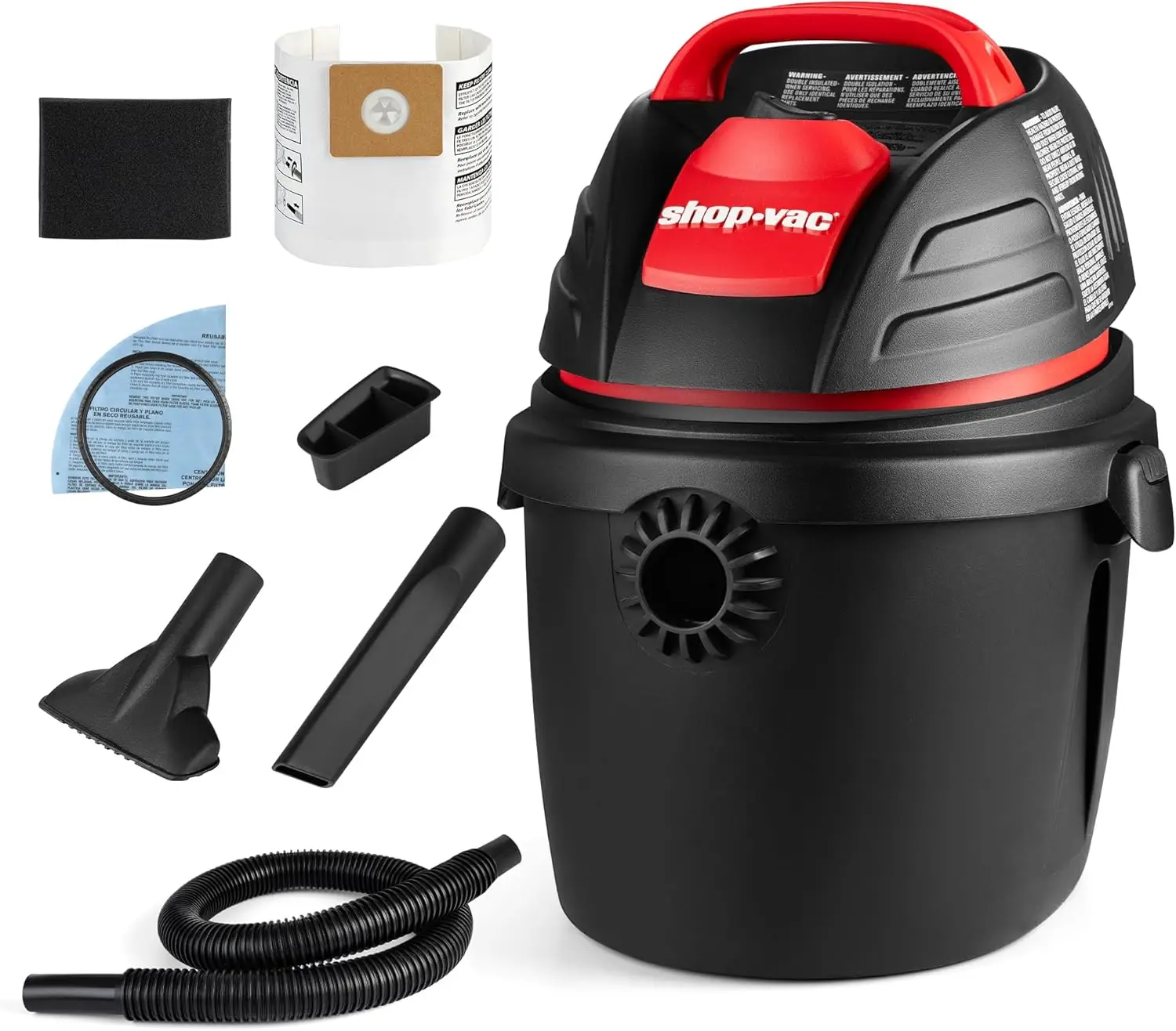 

2.5 Gallon Wet Dry Vacuum, 2.5 HP, Wall Mounted with Hose and Filters for Garage, Car & Workshop