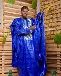 Abiti africani per uomo Bazin Riche ricamo design top manica lunga