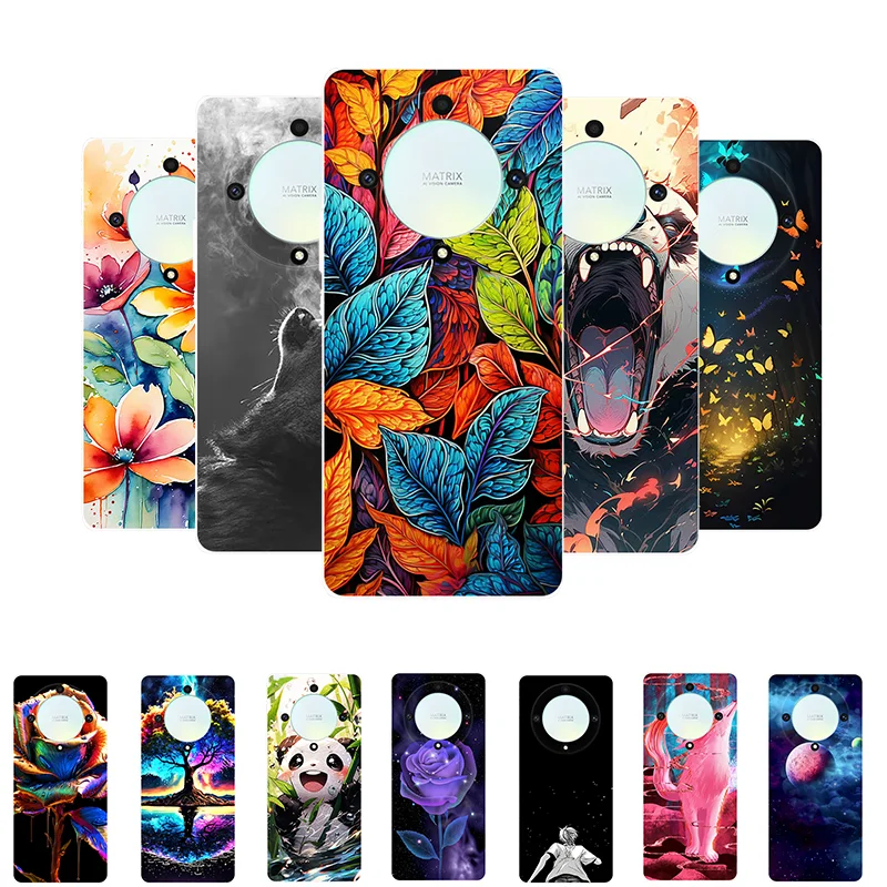 

For Honor Magic 5 Lite Case RMO-NX3 Leaves Panda Soft Silicone Back Cover for Honor Magic5 Lite 5G Bumper Magic5Lite Phone Case