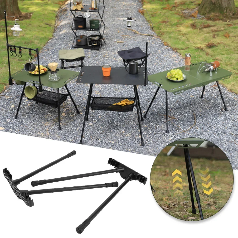 Folding Camping Table Legs Metal Foldable Table Legs Adjustable Height Coffee Table Legs DIY Camping Equipment Outdoor Travel