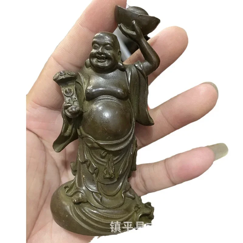 Collection Chinese Brass Carved Yuan Bao Wealth Maitreya Buddha Statue Exquisite Statues