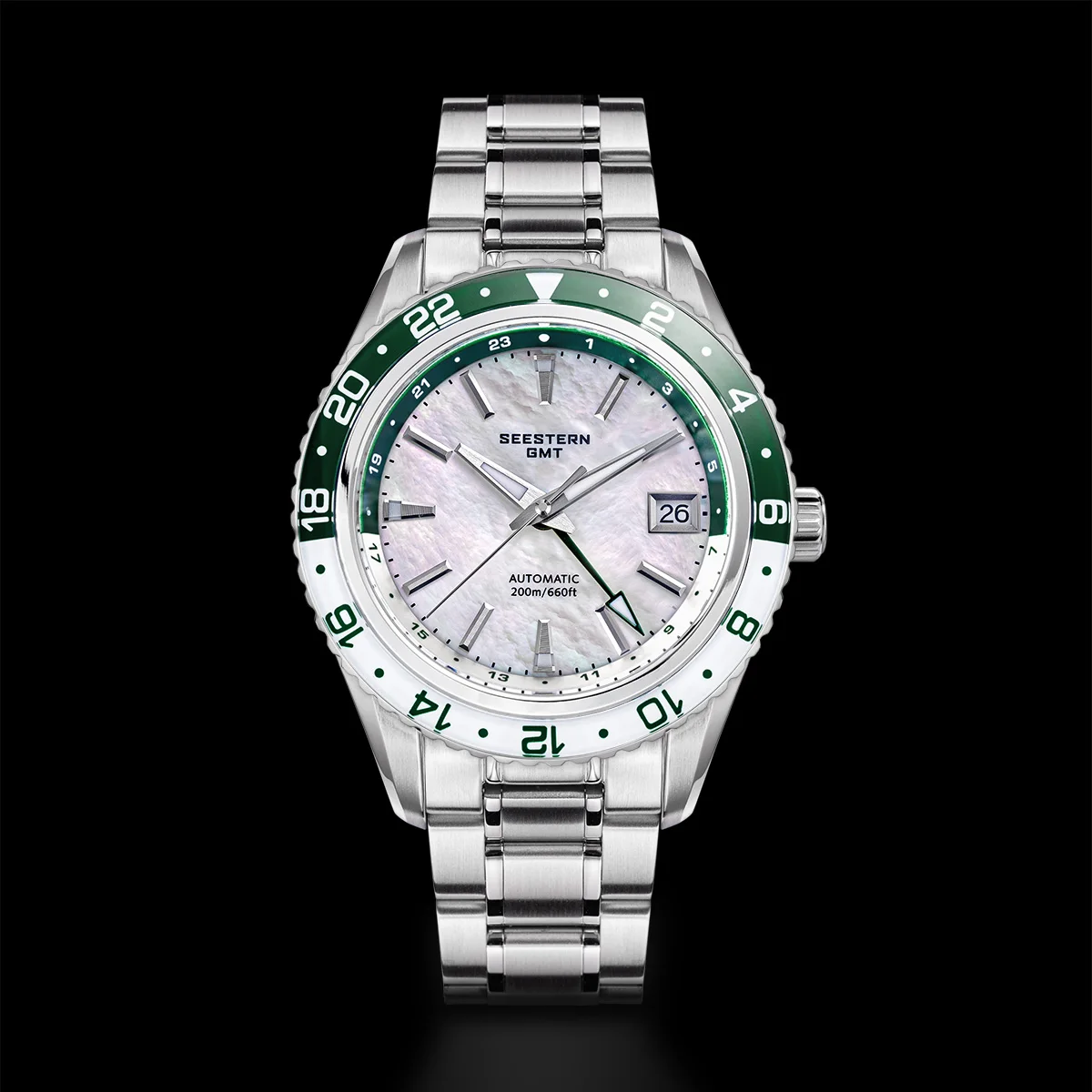 New GMT Automatic Mechanical Men Waterproof WristWatches Diving Japan NH34 Movement Sapphire Crystal Luminous Glass Bezel S456