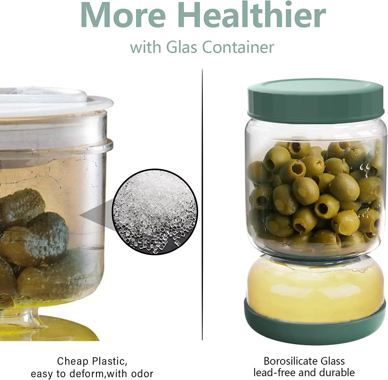 LOMUG Barattolo In Vetro Per Cetrioli A Clessidra 1.45L - Contenitore Ermetico Con Colino Per Sottaceti, Kimchi E Jalapenos