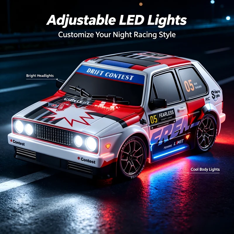 2026 New 4WD RC Car 1:24 Scale Four-wheel Drive Drift With Two Speed Settings 20 Km/h LED Light Children Toys Rechargeable SG204