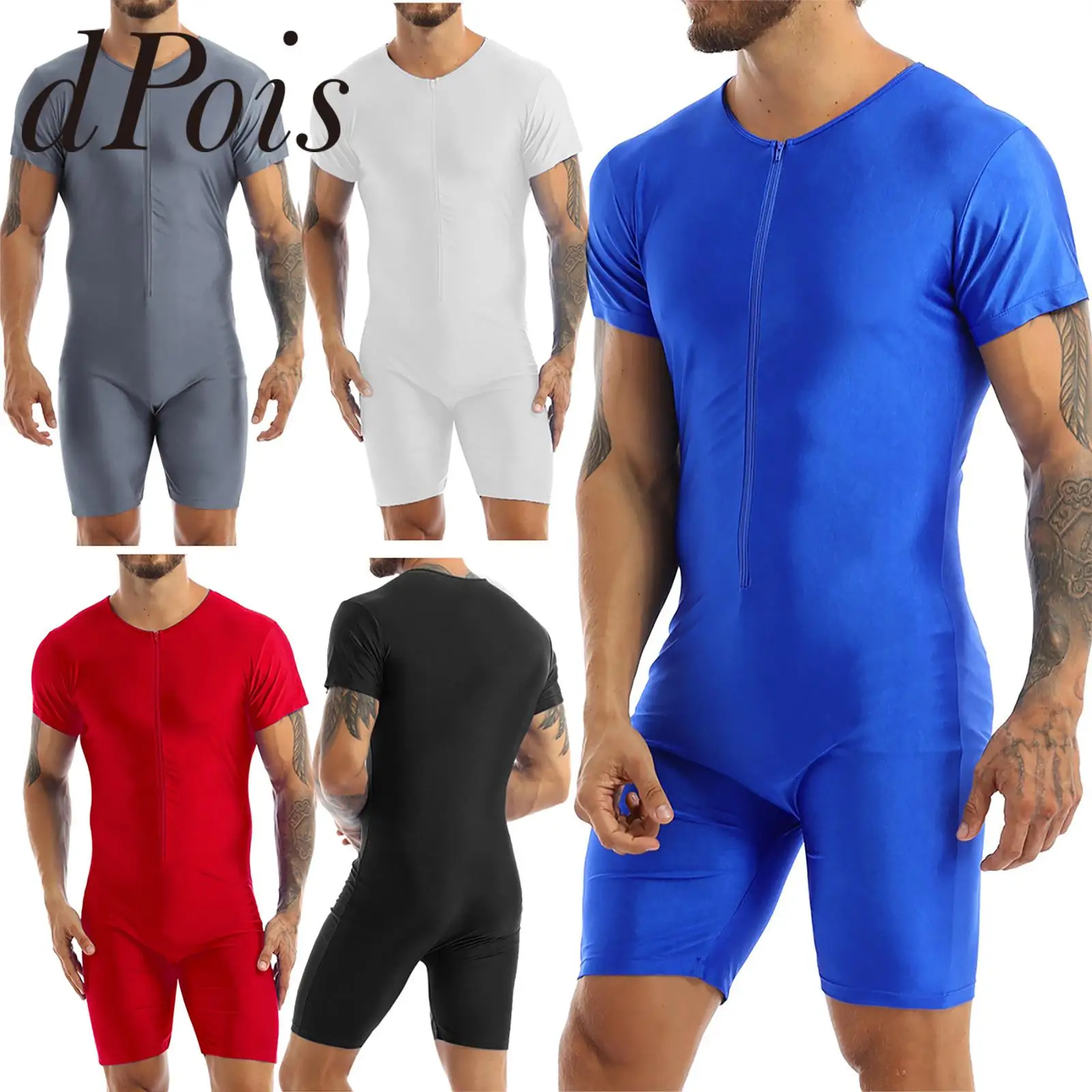 בגד ים בגדי ים לגברים בגדי ים שרוול קצר מול רוכסן בגד גוף התעמלות