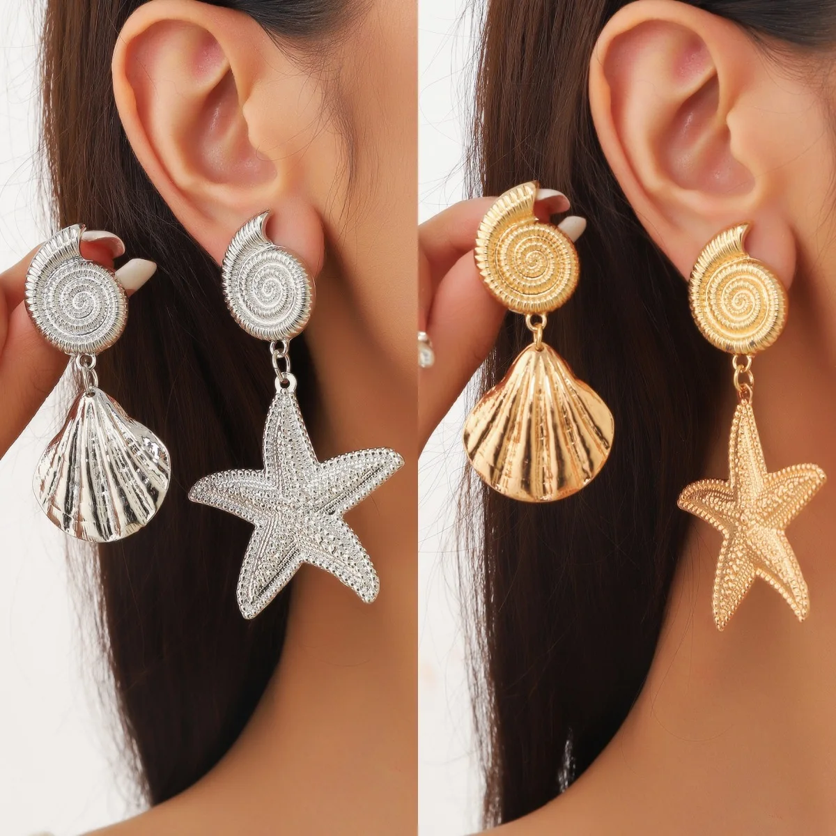 Woman's Creative Starfish Earrings Trendy Starfish Elements Simple Accessories For Seaside travel