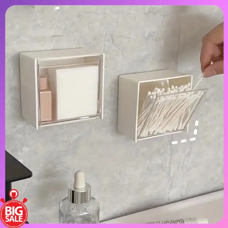 Big Deal Wall-Hung Turnover Storage Box In Bathroom Storage Box Without Punch Holes Cosmetic Cotton Swab Lipstick Storage Box