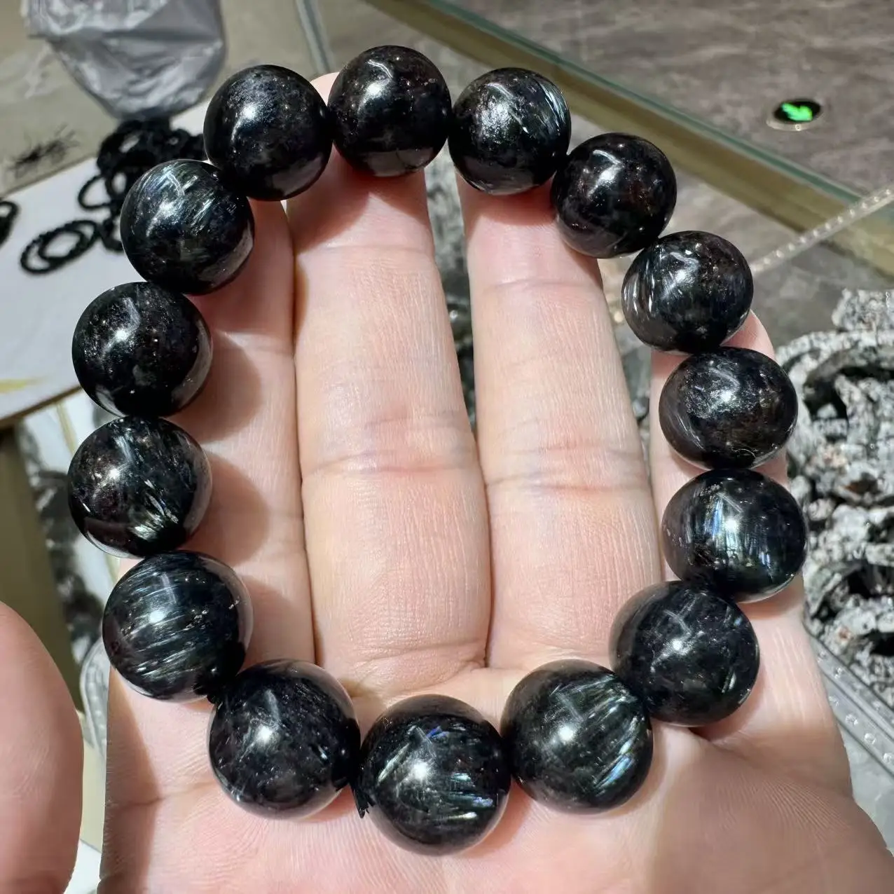 

Arfvedsonite Astrophyllite Hornblende Glaucophane Stone Bracelet Natural Energy Stone Jewelry For Women For Men wholesale ！
