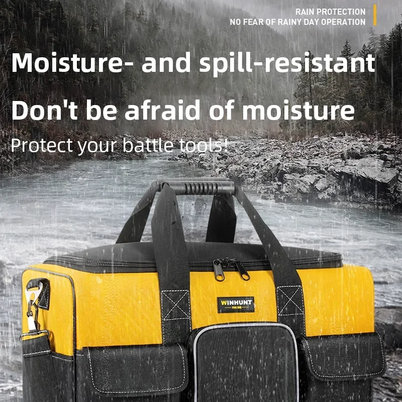 헤비 듀티 방수 공구 가방 전기 기술자용 하드 바닥 및 어깨끈이 있는 내구성 있는 공구 토트백