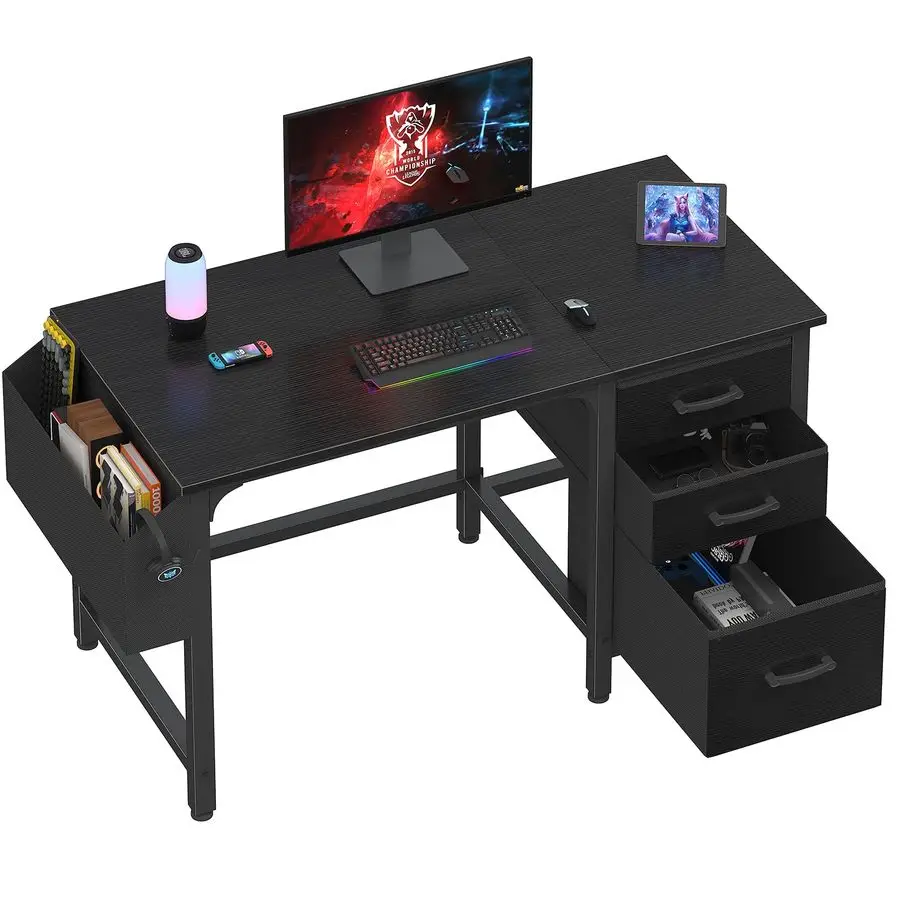 

Computer Desk with File Drawers Cabinet, 47 Inch Reversible Home Office Desks with Filing Cabinet for Small Space, Gaming Study