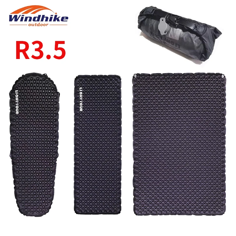 Windhike R3.5 Inflatable Mat TPU Ultralight 1-2 Person Camping Outdoor Hiking Sleeping Pad Bed Keep Warm Air Mattress Cushion