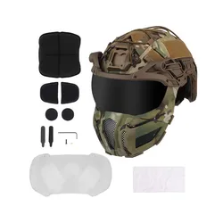 Kask taktyczny Gogle Zestawy słuchawkowe Wysokiej jakości ochrona Sprzęt Airsoft Maska Polowanie Wielofunkcyjny kask