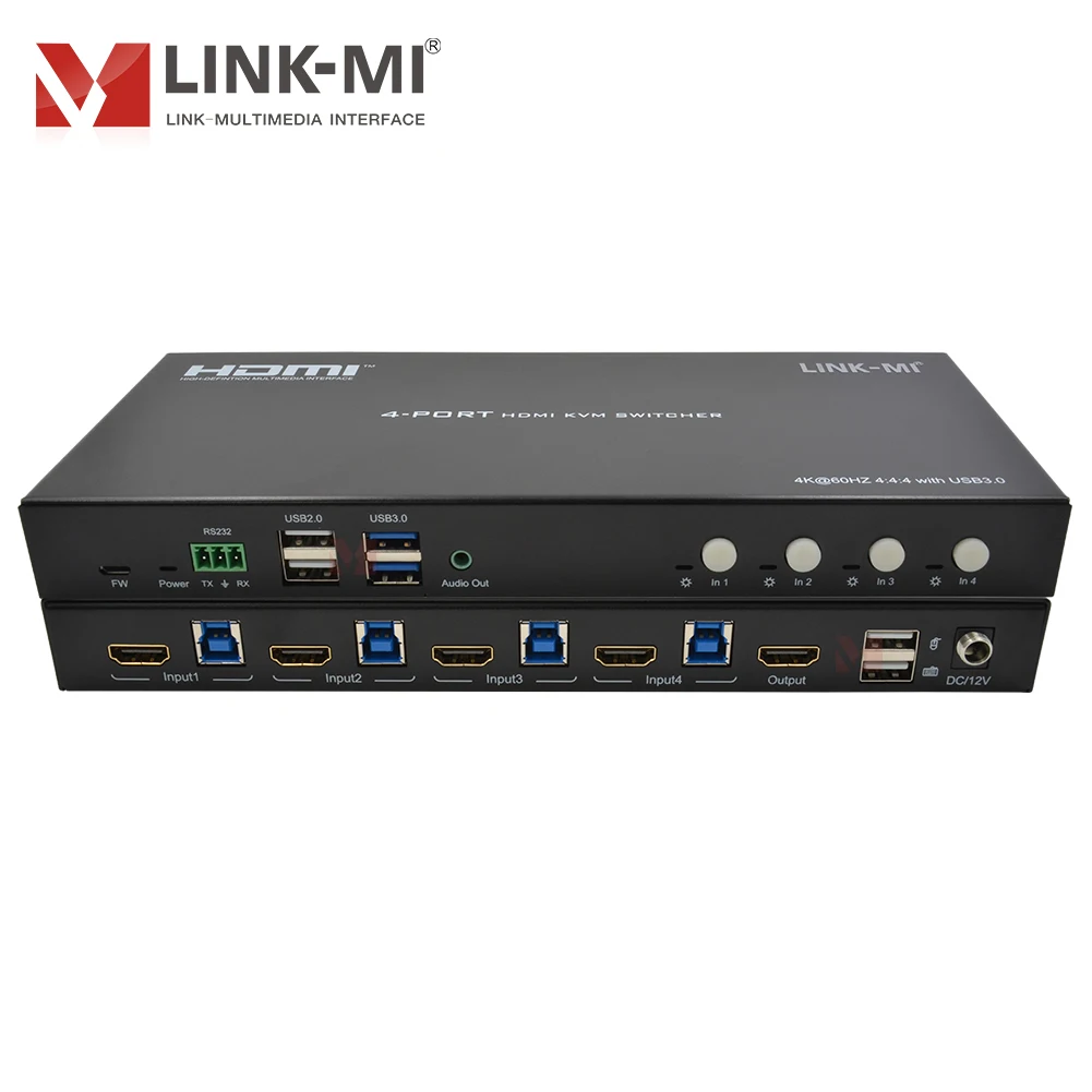 محول HDMI2.0 KVM ذو 4 منافذ 4K @ 60 هرتز 18 جيجابت في الثانية HDR10/Dolby Vision مع USB3.0 RS232 HDCP2.2 يدعم Win/Mac/Ubuntu #5