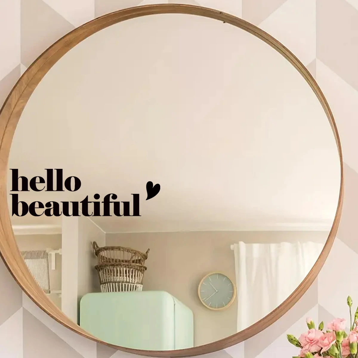 Creative Hello Beautiful Mirror Stickers Decoration for Bedroom Girls Gift Wall Sticker Home Decore Living Room Wallpaper DIY