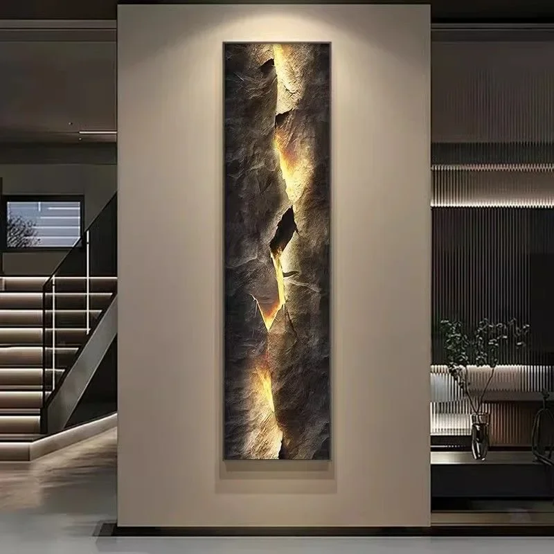 Vertical strip entry porch decorative painting atmospheric stairwell hanging painting abstract corridor end LED ambient light pa