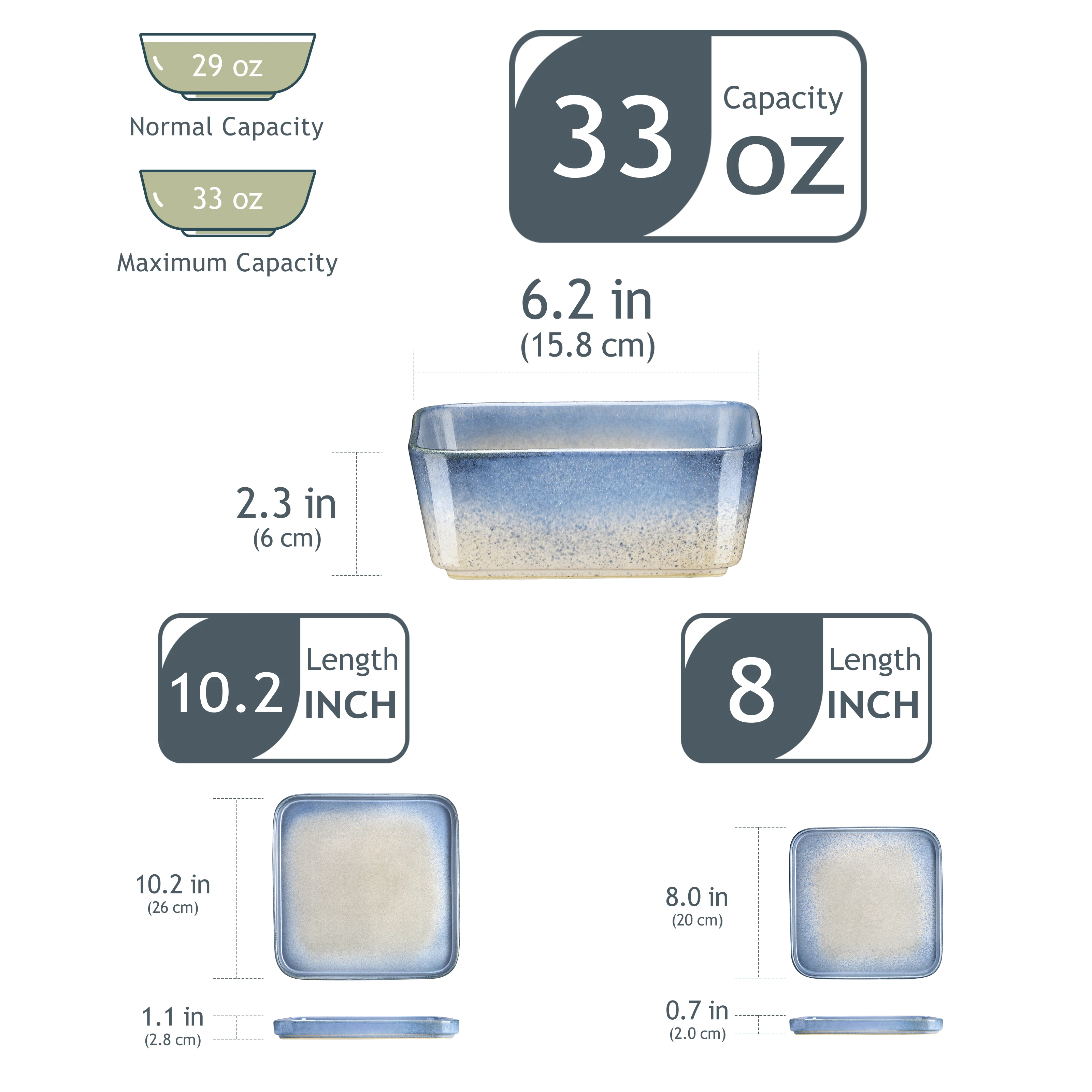 أطقم عشاء مكونة من 12/24 قطعة من فانكاسو طقم أواني حجرية باللون الأزرق والوردي مع طبق عشاء/لوحة حلوى/حساء/وعاء خدمة لـ 4/8