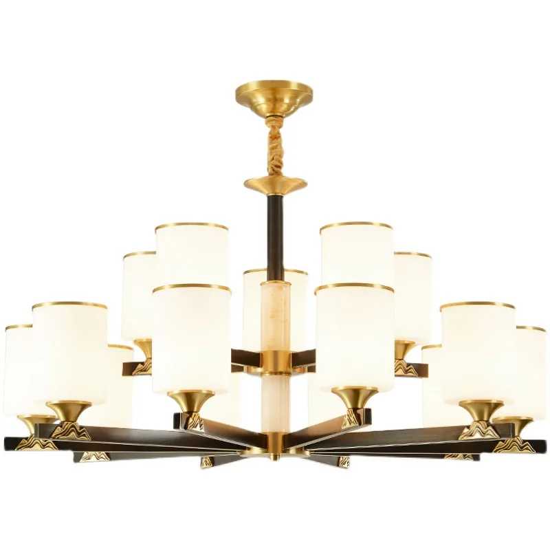 

New Chinese style, chandelier, all copper, living room, modern lamp, simple, dining