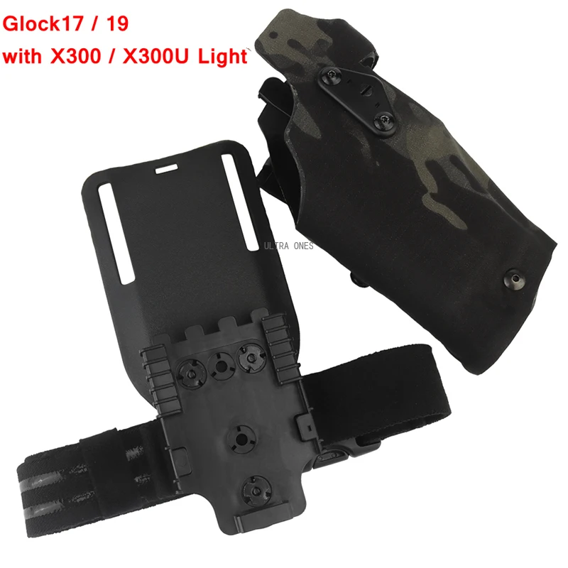 

Tactical Pistol Holster for Glock 17 Gen4 Glock 19 Compatible X300U-A Flashlight Holsters with Leg Shroud Drop