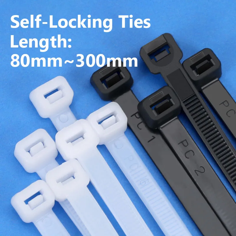 100 Pcs Nylon Adjustable Self-locking Cord Ties Reusable Plastic Wire Ties for Home Office Strong Fixed Cable Ties
