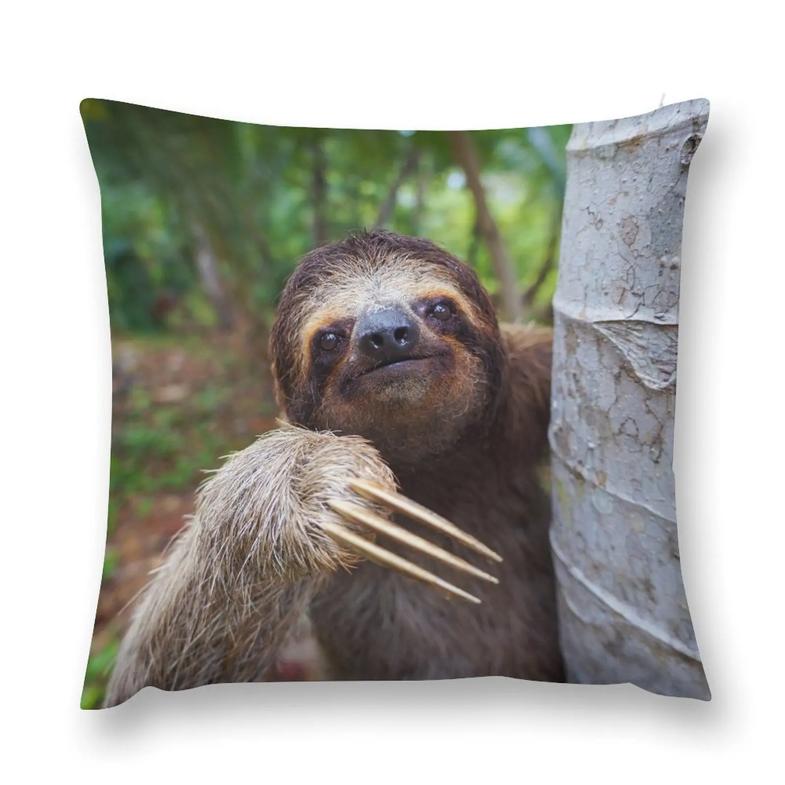 Portrait of Brown-Throated sloth on a tree Throw Pillow Christmas Pillow Covers autumn pillowcase pillow