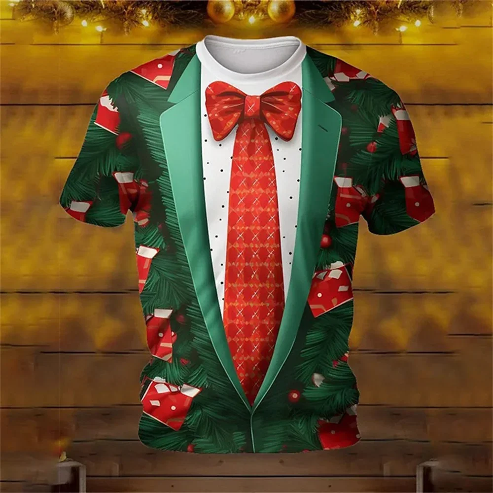 Fun role-playing Merry Christmas 3D Prin sport Quick-dry Breatha Men T-shirt Outdoor Street Fashion Casual Parent-Child Clothing