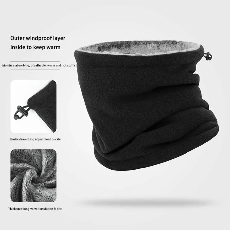 New Winter Outdoor Cycling Thickened Neckerchief For Women Men Solid Fleece Scarf Soft Warmer Ear Neck Collar Pullover Scarves