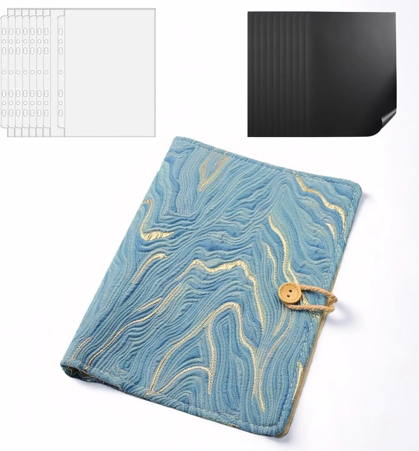 

Fabric Binder with Magnetic Sheets for Dies – Die Cut & Stamp Storage Album with Pockets for Scrapbooking