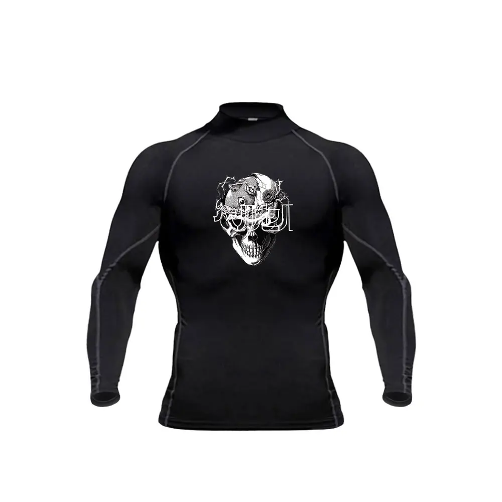 Men\'s Turtle Neck Compression Shirts Anime Berserk Gym Fitness Quick Dry Rashguard Muscle Athletic Running Workout Shirts