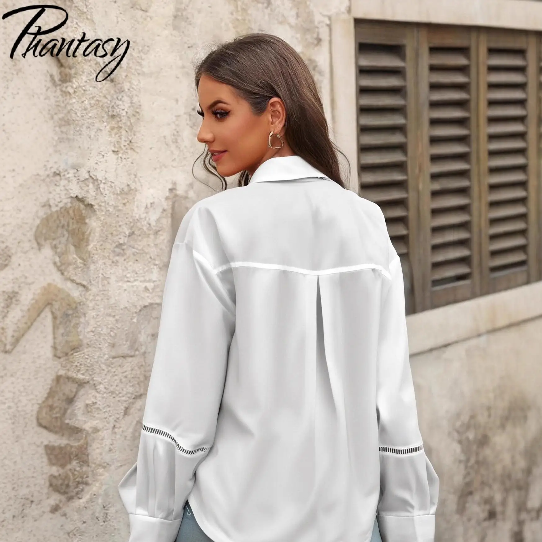 Phantasy Französisch Weiß Hohl Gesticktes Einfaches Hemd Damen Herbst Neue Lose Elegante Kleine Hemd Top Damen Tägliche Kleidung