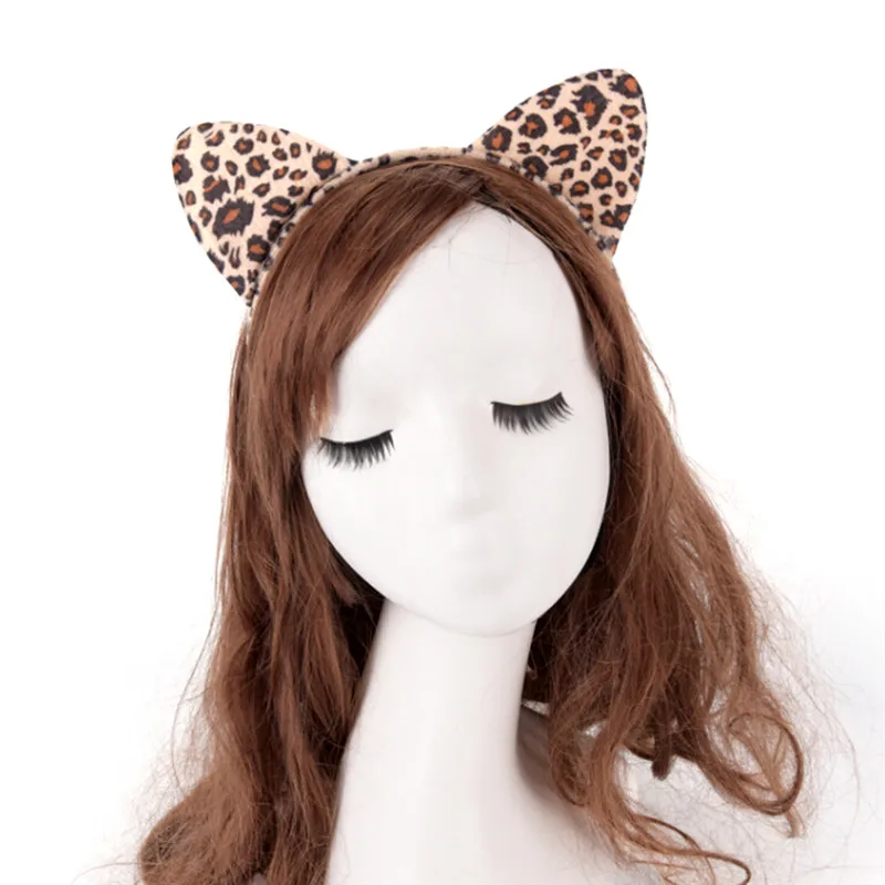 Fashion Women Cloth Short Plush Tiger Leopard Cat Ear Headband Hair Band Cosplay Party Hair Accessories HairBand