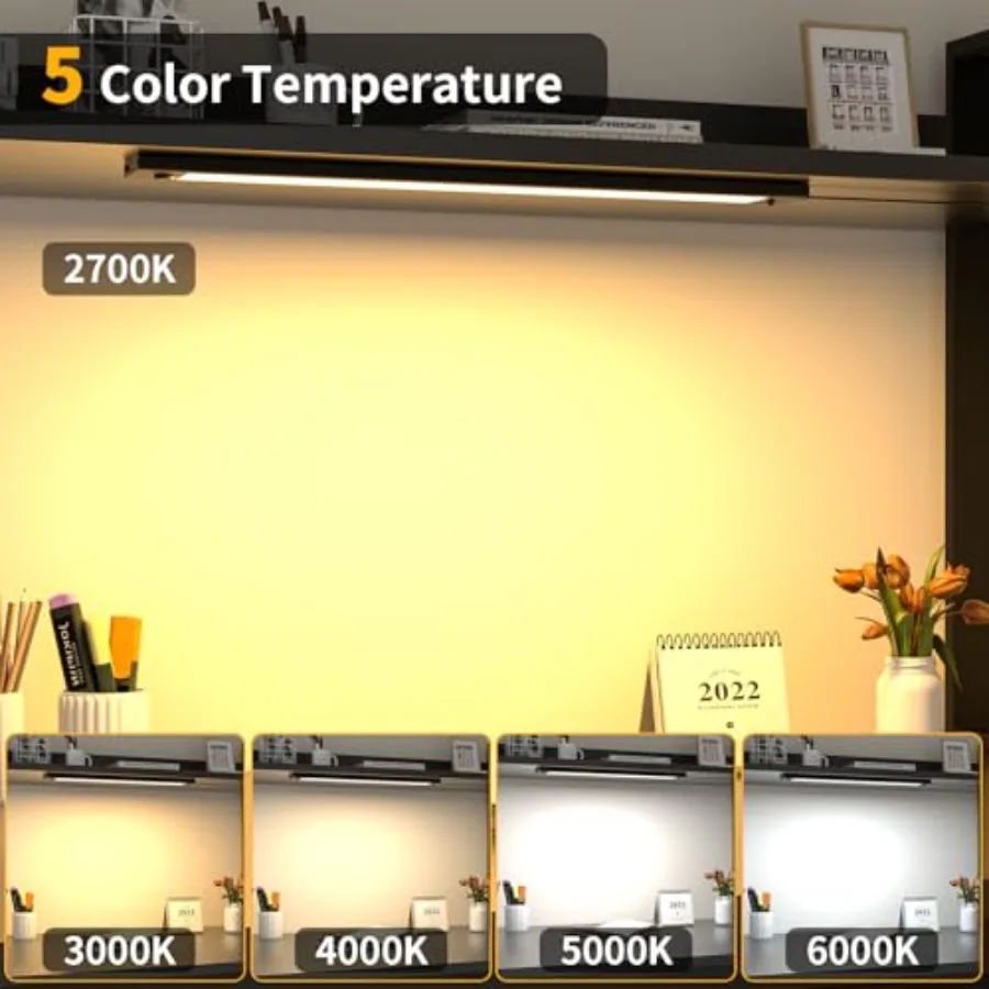 Under Cabinet Lighting, Dimmable Counter Lights for Kitchen, Plug in LED Light Bar for Cupboard, Workbench, Shelf, Desk, 5 Colo