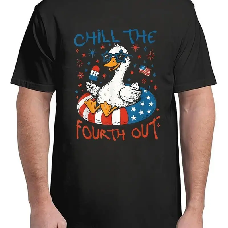 

Забавная патриотическая футболка The Fourth Out Duck для взрослых, классическая футболка S 4Xl
