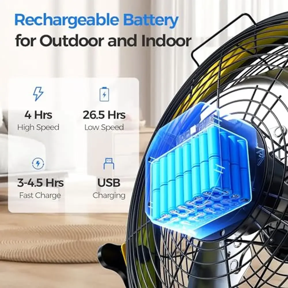 Rechargeable Cordless Metal Blade Portable Fan Camping Travel Tent Battery Operated High Velocity Floor Fan Outdoor with USB