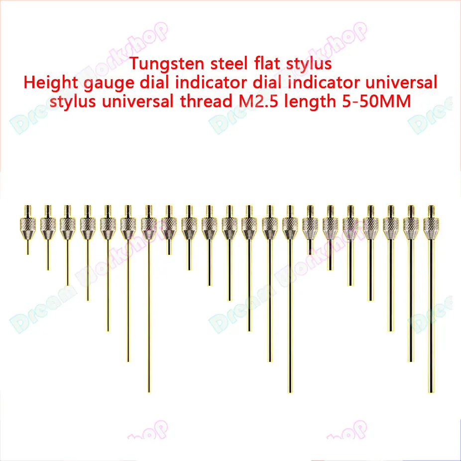 Dial Indicator Needle, Tungsten Steel Flat Probe, Height Gauge Probe, Dial Indicator Flat Probe, Depth Gauge, M2.5