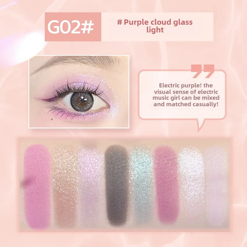 GOGO TALES paleta de sombras de ojos de 8 colores té de la leche humo rosa mate rubor nacarado paleta completa de sombras de ojos de alto brillo