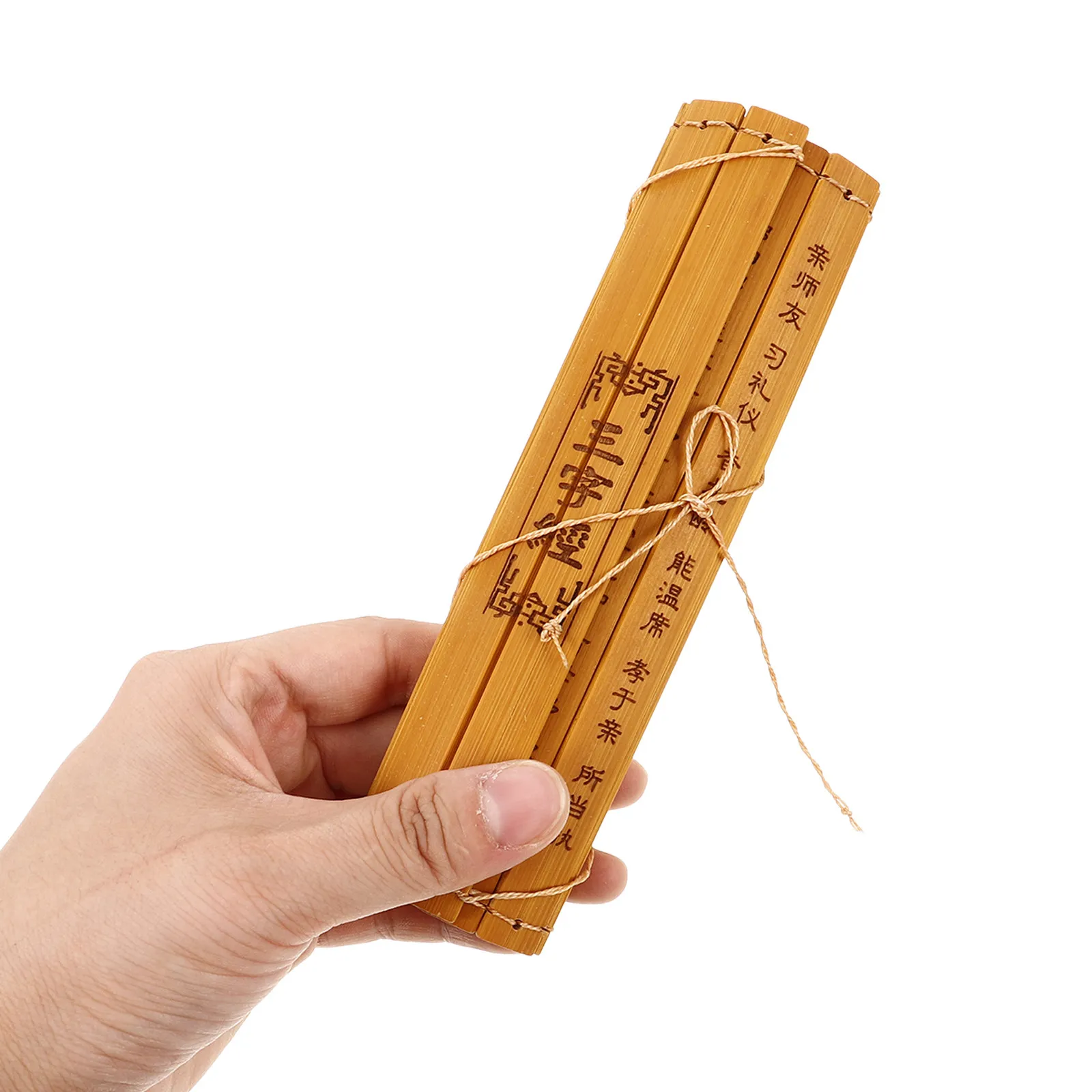 Retro Three Character Primer Bamboo Book Decorative Craft Ornament Photo Prop Vintage Home Office Education Decor