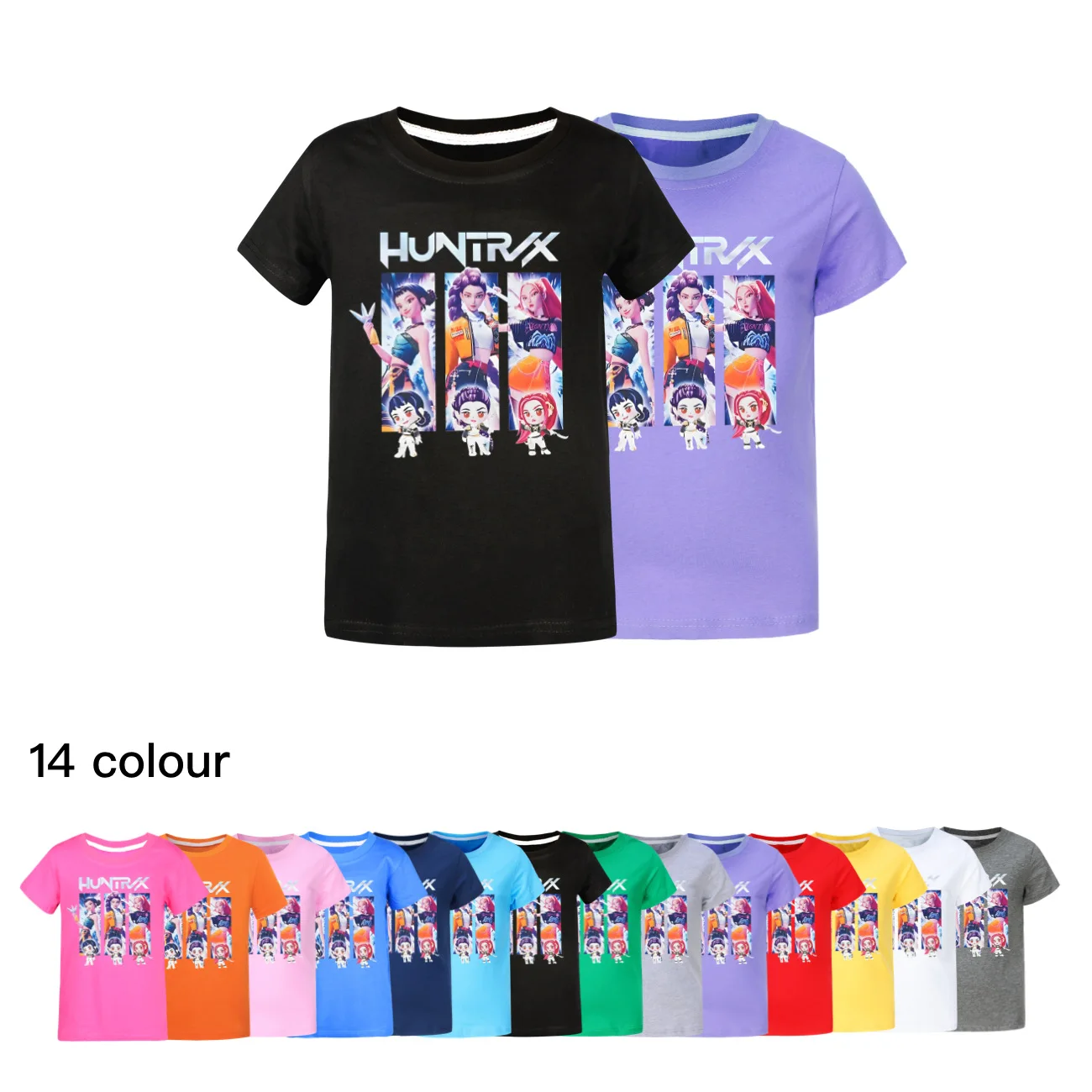 

Summer Girls KPop Demon Hunters Huntrix T-shirt Children Cotton Tee Fashion Short Sleeve Loose Clothing Kid's Gift 4853