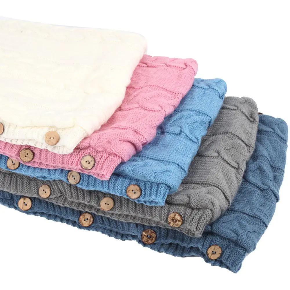 

Baby Robes Sleeping Bag Button Knit Newborn Wrap Blanket Swaddling Stroller Wrap Swaddle Sleeping Bag Baby Swaddle Wrap