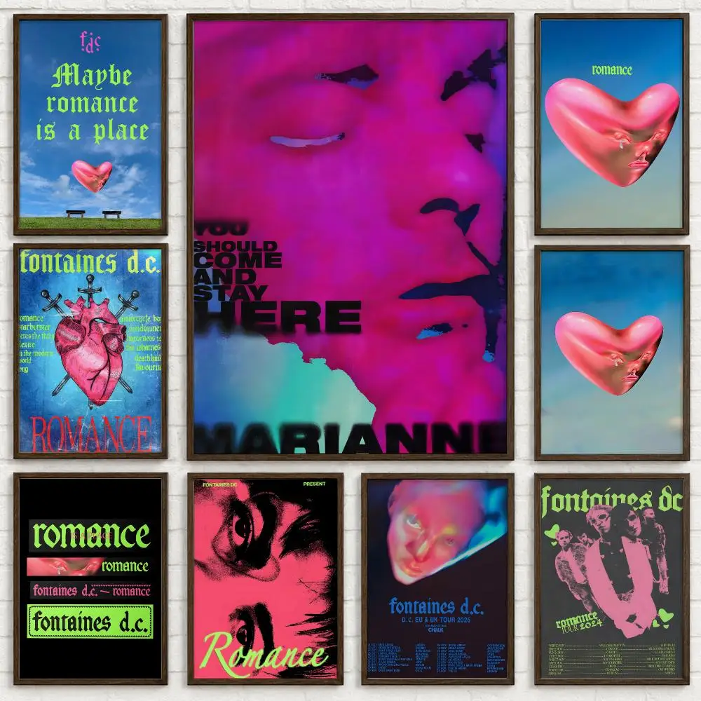 Rock Band Fontaines D.C Poster Self-adhesive Waterproof Paper Sticker Art Coffee House Bar Room Wall Decor
