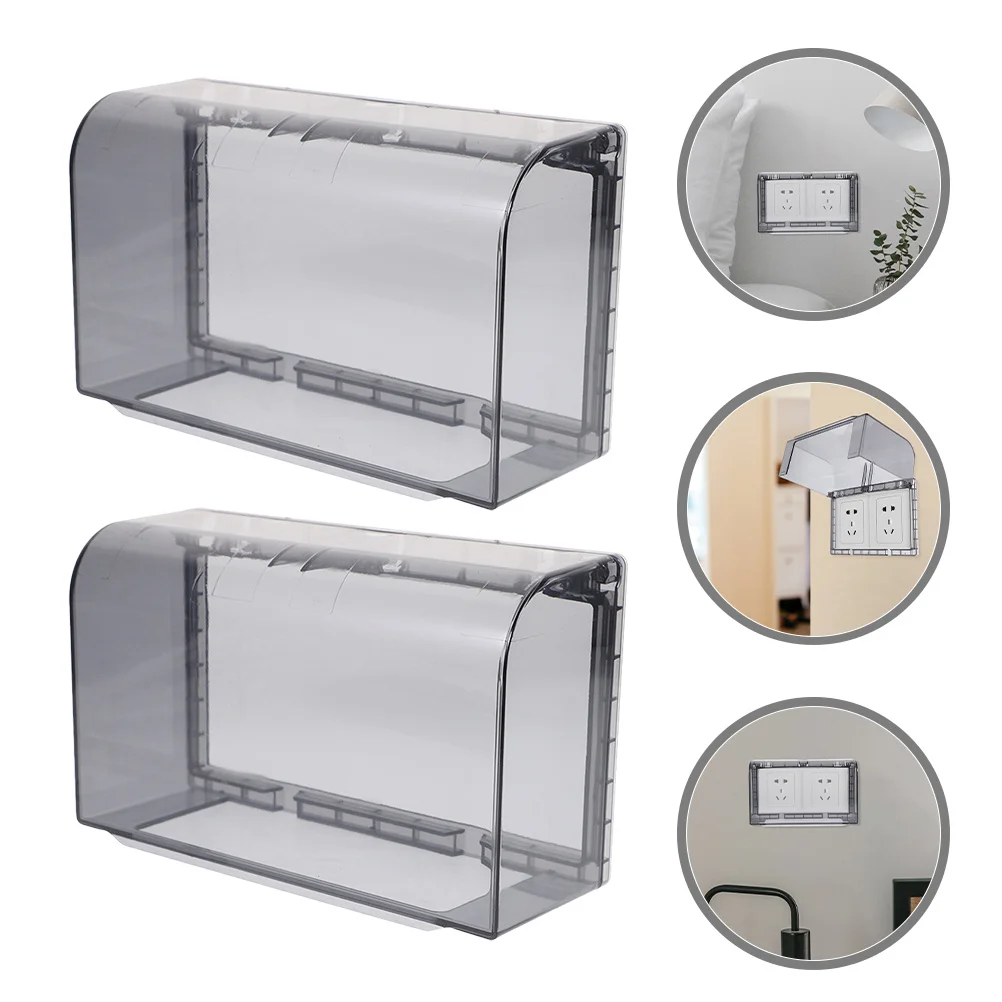 

2Pcs Waterproof Socket Box for Bathroom Stick on Double Socket Cover Indoor Protective Cover with Strong Adhesive Protection