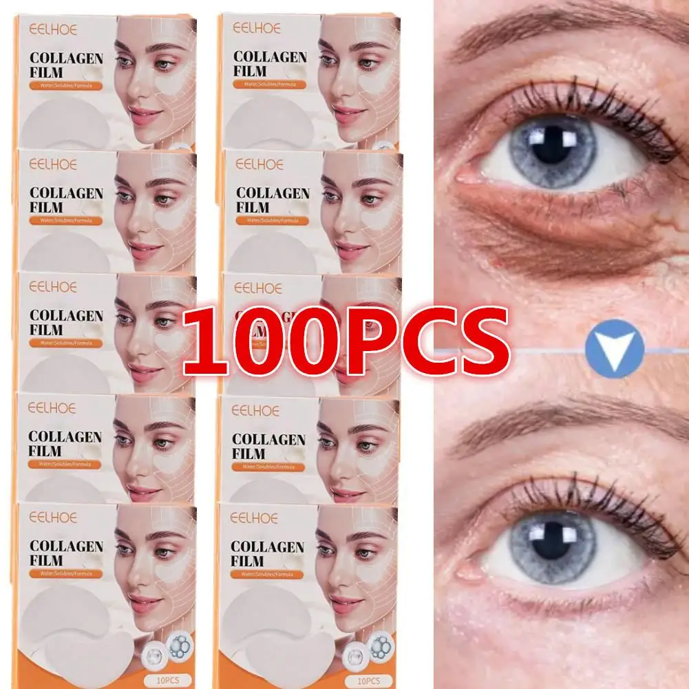 100pcs Collagen Water Soluble Eye Mask Remove Eye Bags Dark Circles Anti Wrinkle Firming Patches Lifting Skin Care Eye Patch